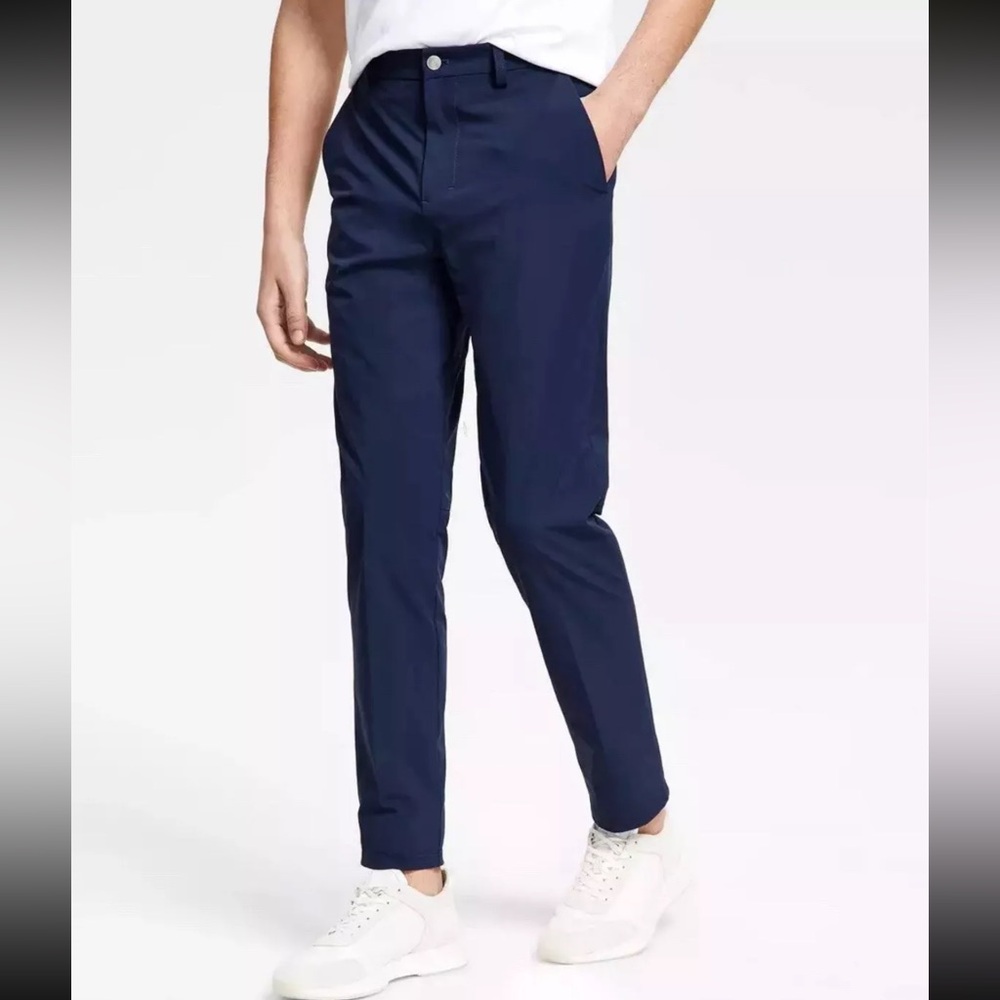 😍Calvin Klein Mens Slim Fit Tech Solid Dress Pants Navy 36 x 34